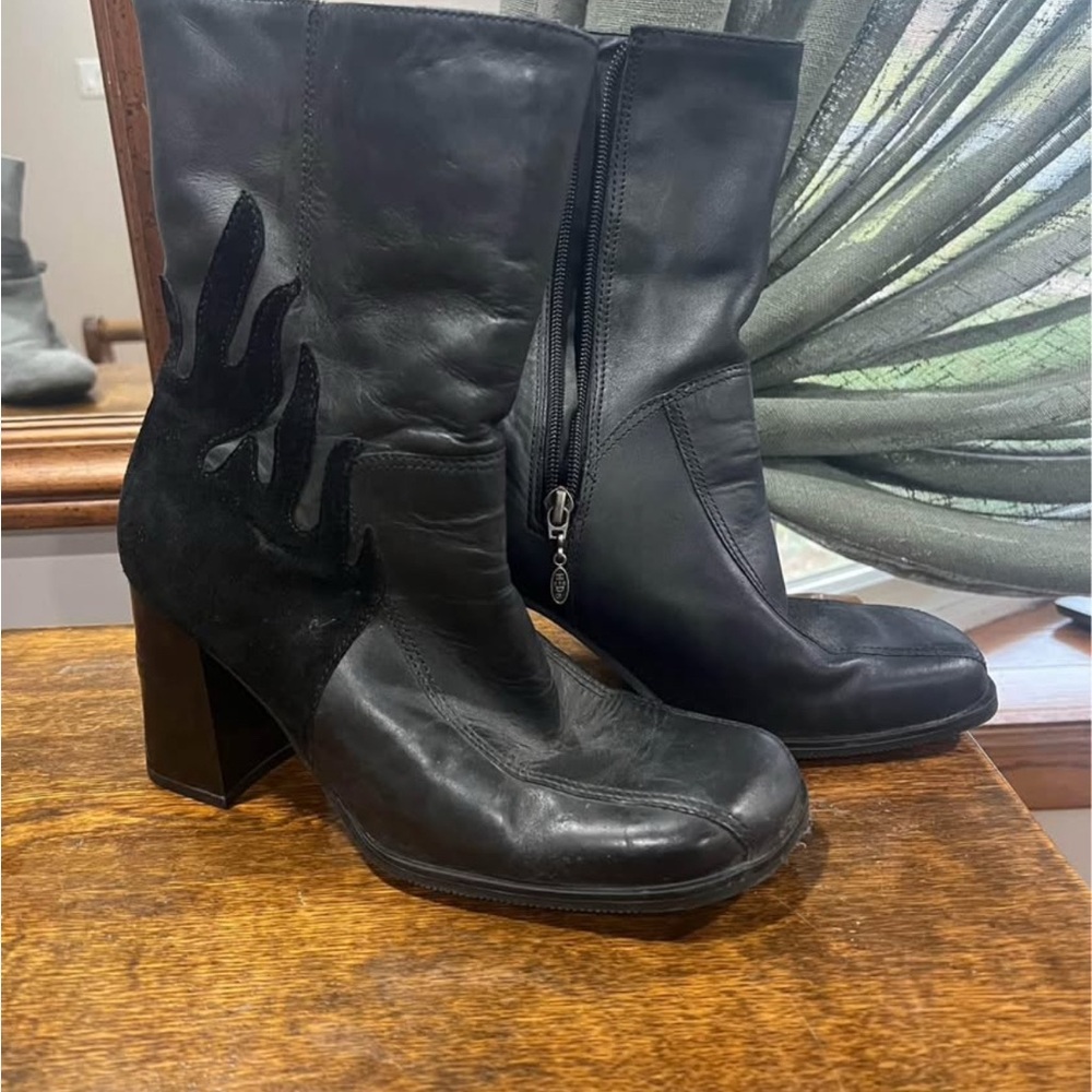 Harley-Davidson Black Heeled Boots with Chunky Heel